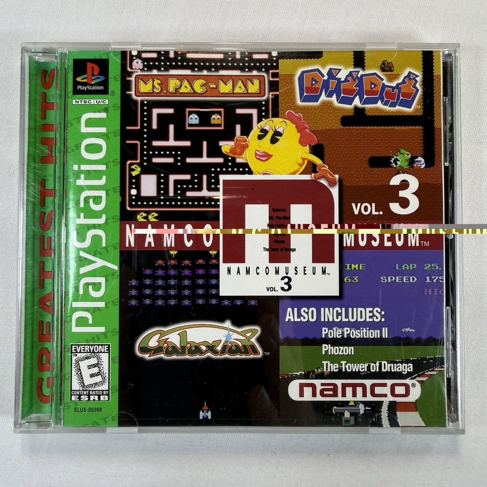 Namco Museum Vol 3 Sony PlayStation 1 PS1 Arcade Ms Pac-Man SLUS-00398 GH